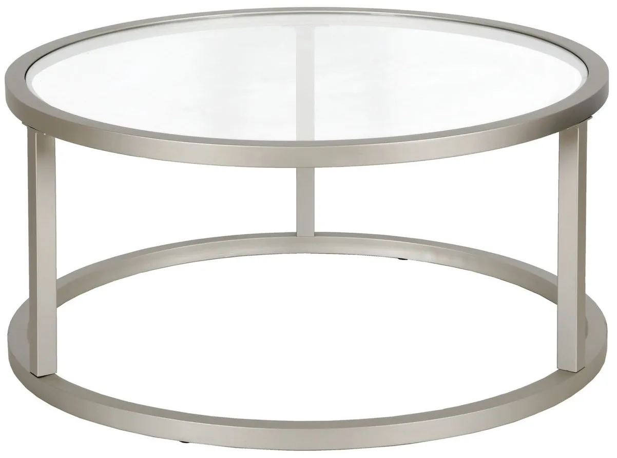 Parker Round Coffee Table in Satin Nickel by Hudson & Canal
