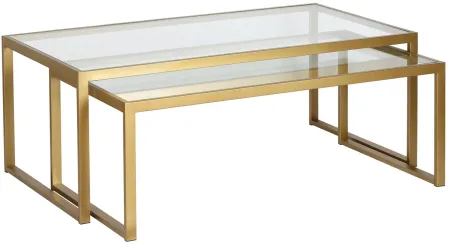 Richie Rectangular Nesting Coffee Table Set in Brass by Hudson & Canal