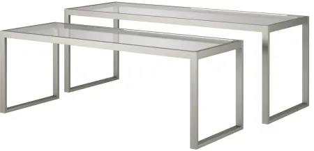 Richie Rectangular Nesting Coffee Table Set in Satin Nickel by Hudson & Canal