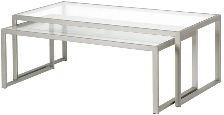 Richie Rectangular Nesting Coffee Table Set in Satin Nickel by Hudson & Canal