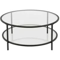 Sivil Round Coffee Table with Glass Shelf in Blackened Bronze by Hudson & Canal