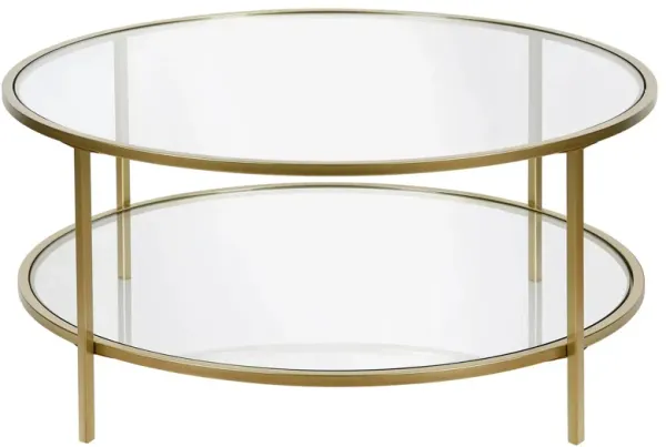 Sivil Round Coffee Table with Glass Shelf