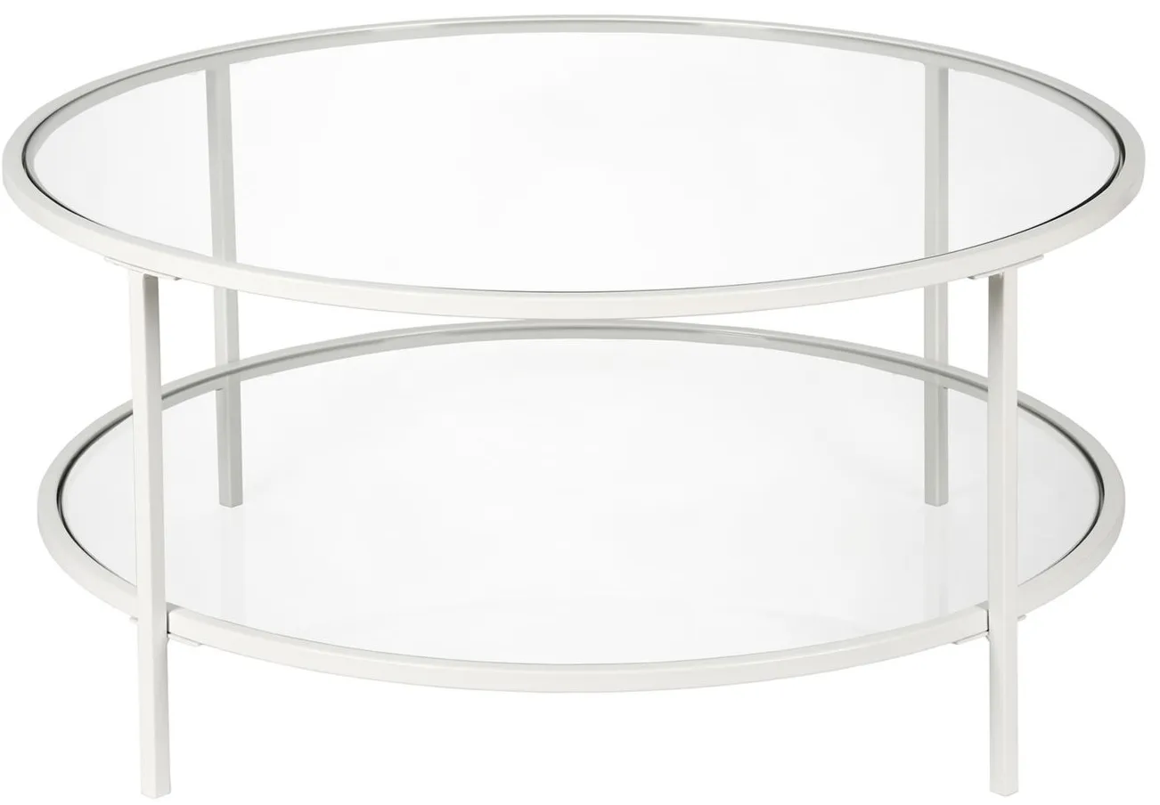Sivil Round Coffee Table with Glass Shelf in White by Hudson & Canal