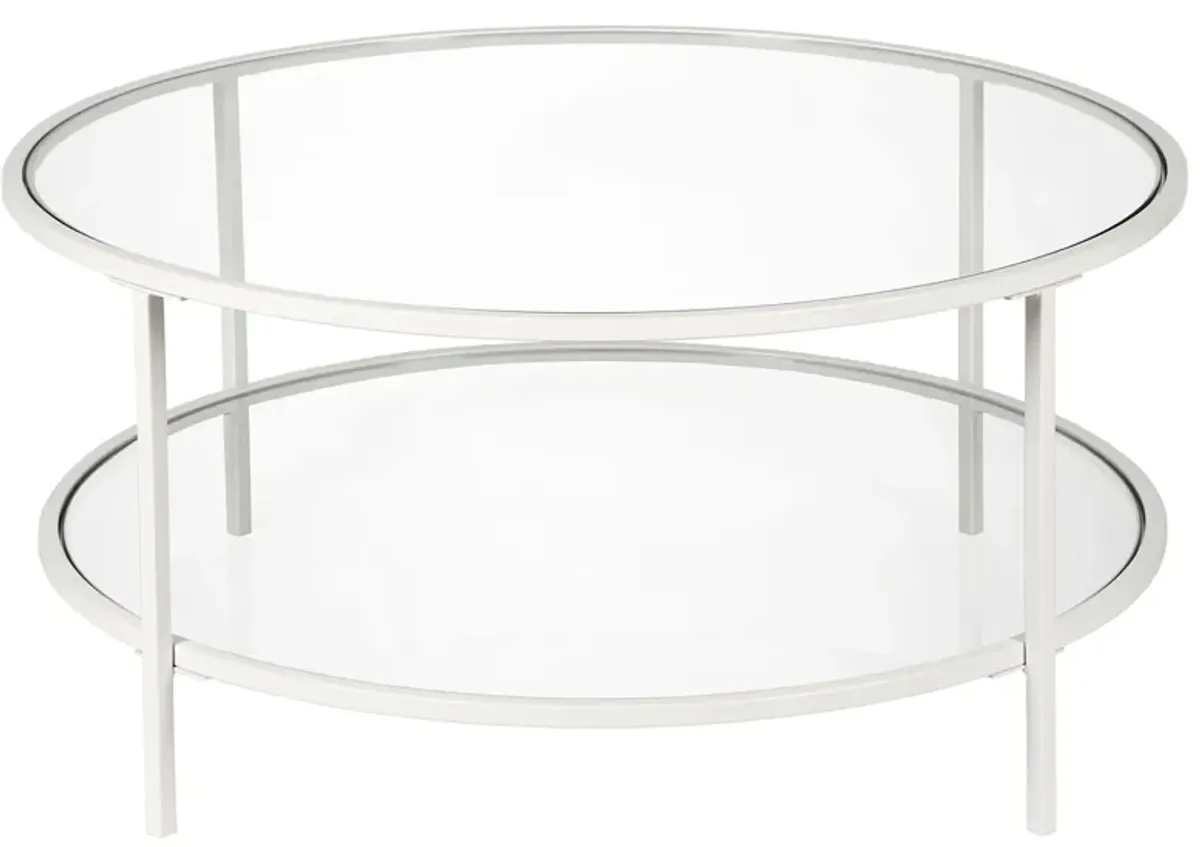 Sivil Round Coffee Table with Glass Shelf in White by Hudson & Canal