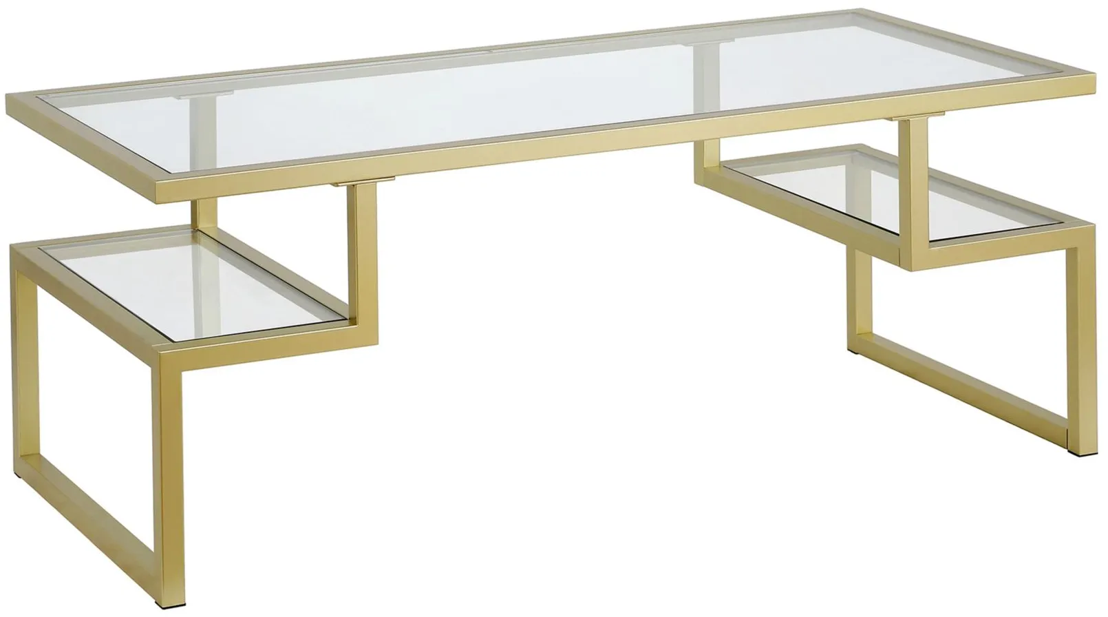 Zan Rectangular Coffee Table in Brass by Hudson & Canal