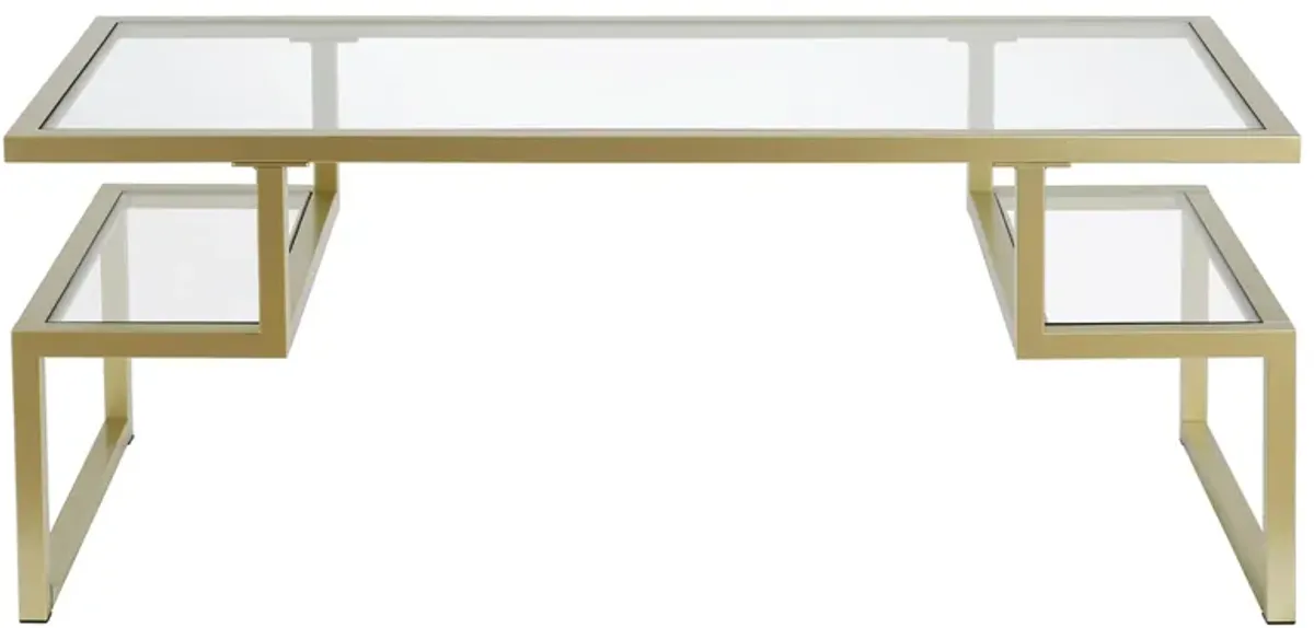 Zan Rectangular Coffee Table in Brass by Hudson & Canal