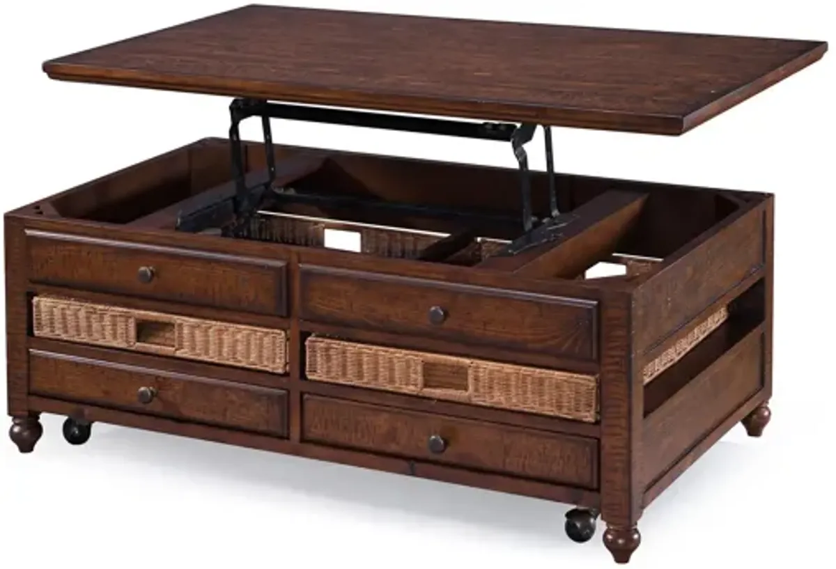 Cottage Lane Wood Rectangular Lift-top Cocktail Table