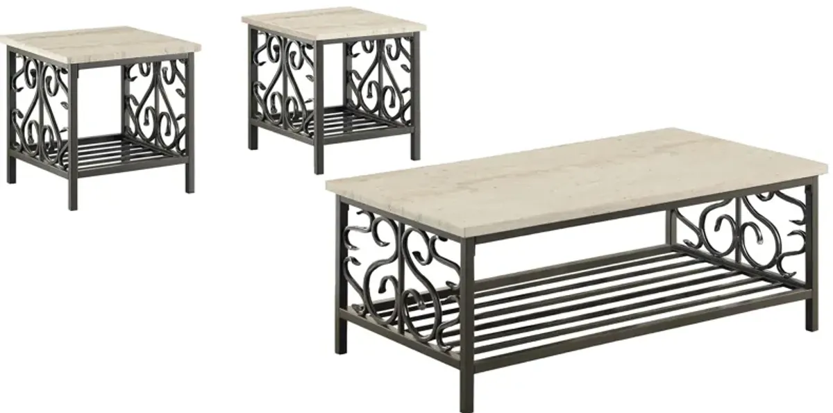 Vasily 3-pc. Occasional Table Set in Metal: Black by Homelegance