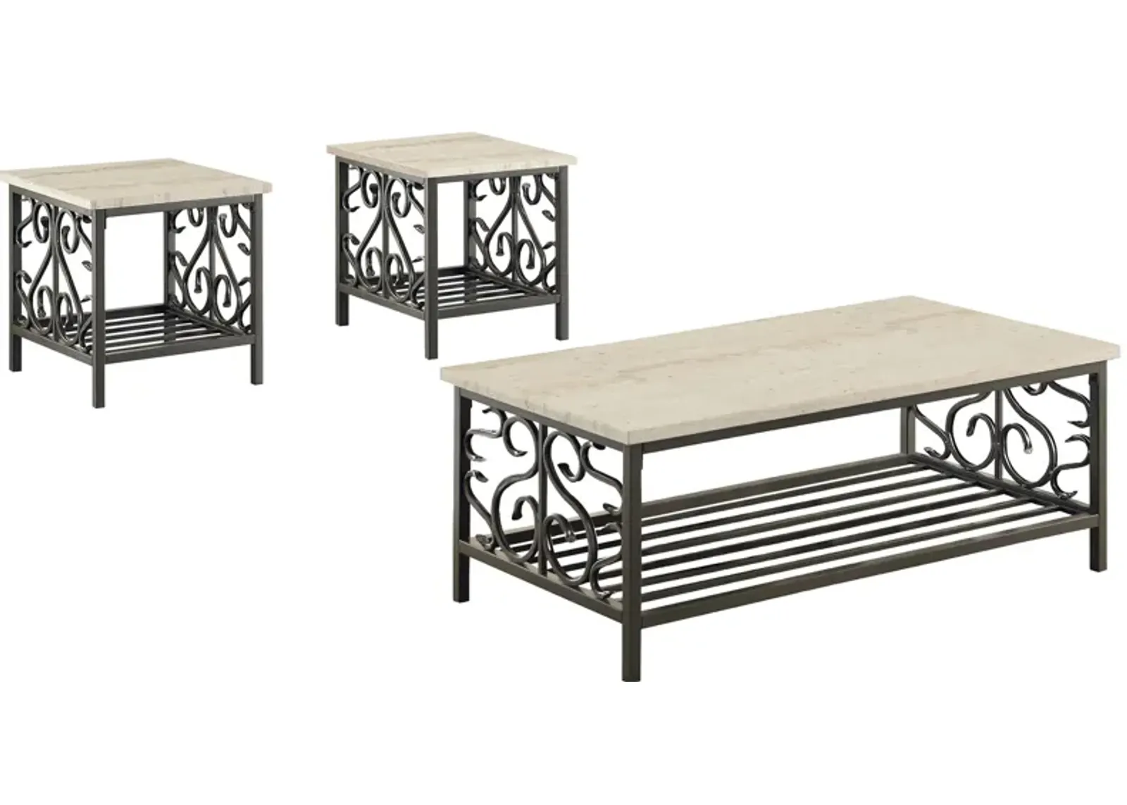 Vasily 3-pc. Occasional Table Set in Metal: Black by Homelegance