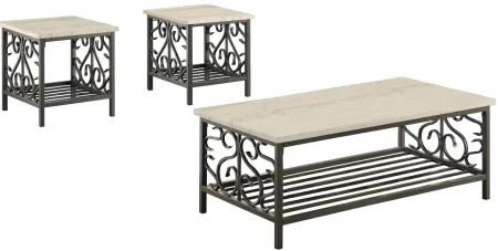 Vasily 3-pc. Occasional Table Set in Metal: black by Homelegance