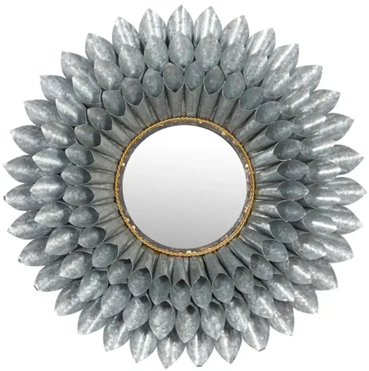 Ivy Collection Grey Metal Wall Mirror in Grey by UMA Enterprises