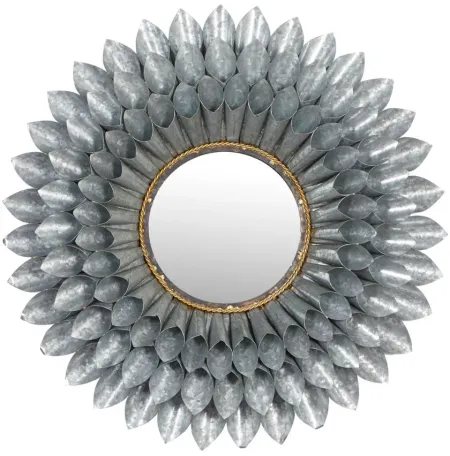 Ivy Collection Grey Metal Wall Mirror in Grey by UMA Enterprises