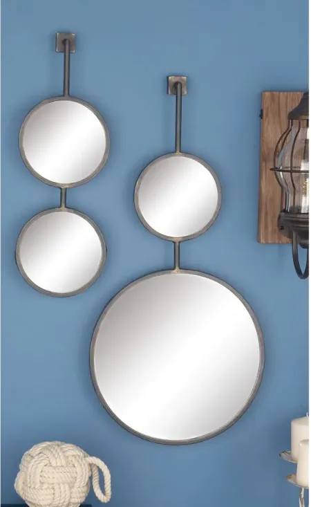Ivy Collection Set of 4 Black Metal Wall Mirrors in Black by UMA Enterprises