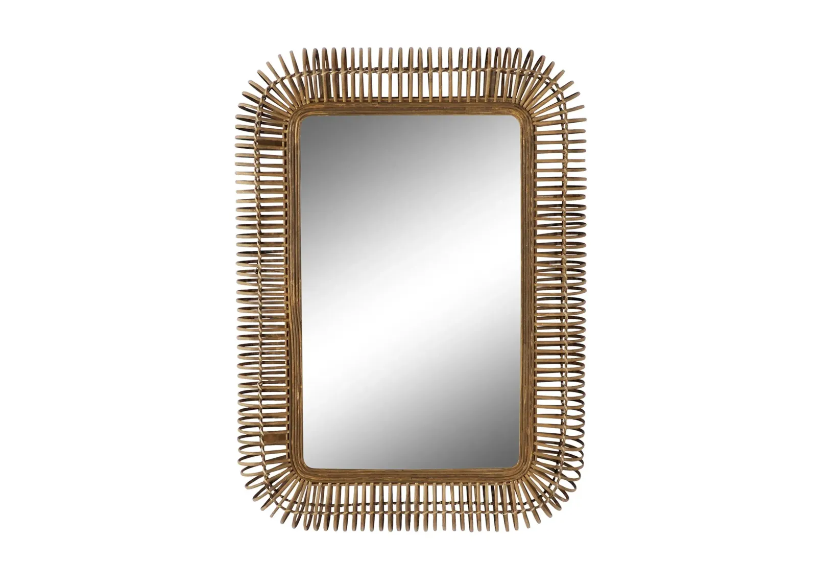 Ivy Collection Brown Rattan Wall Mirror