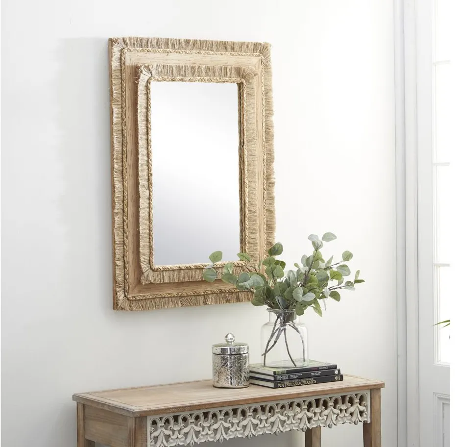 Ivy Collection Brown Wood Wall Mirror in Brown by UMA Enterprises