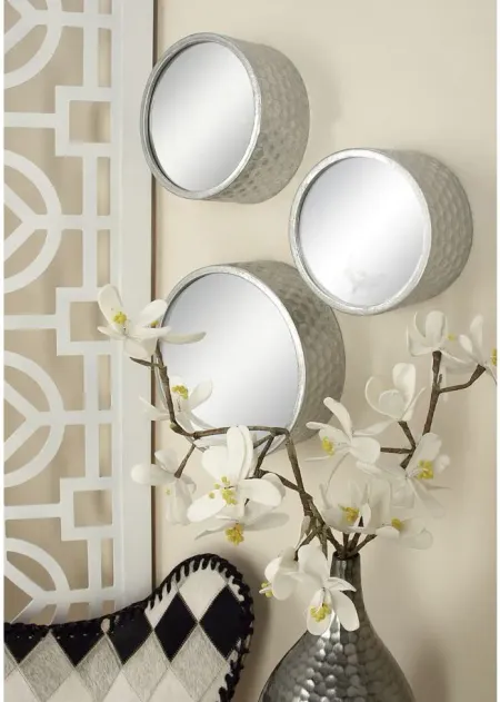Ivy Collection Set of 7 Silver Metal Wall Mirrors in Silver by UMA Enterprises
