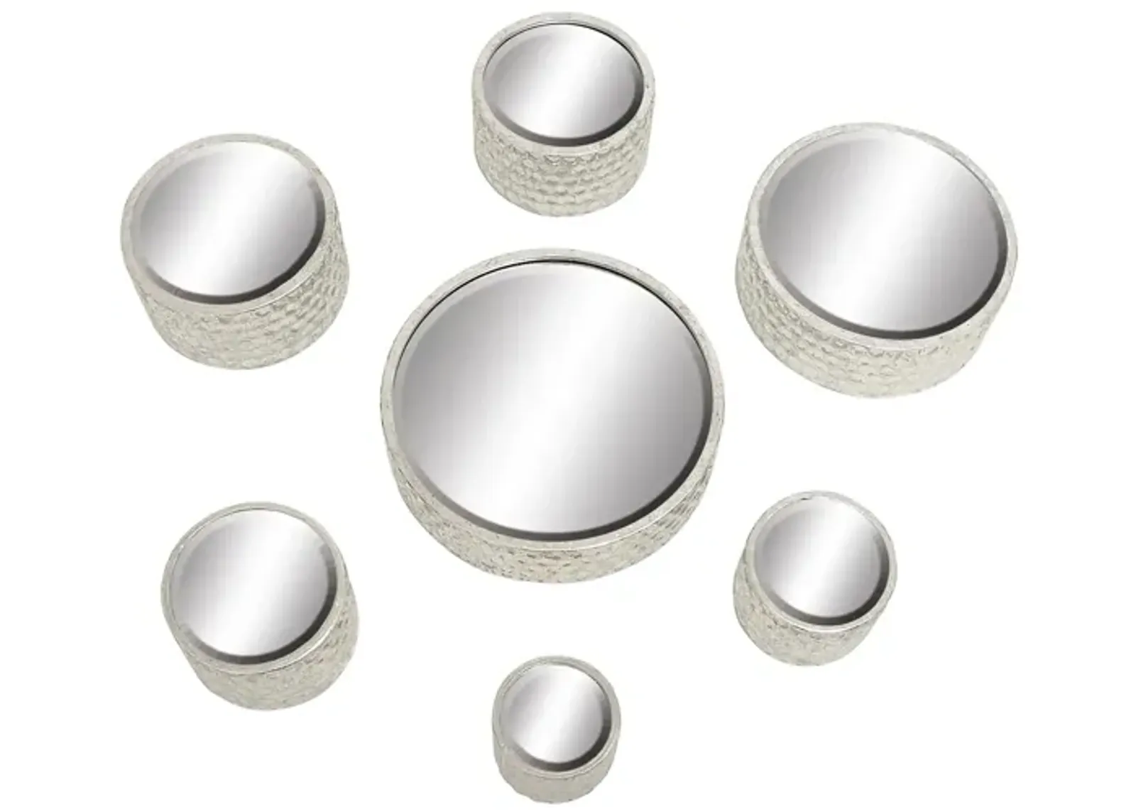 Ivy Collection Set of 7 Silver Metal Wall Mirrors in Silver by UMA Enterprises