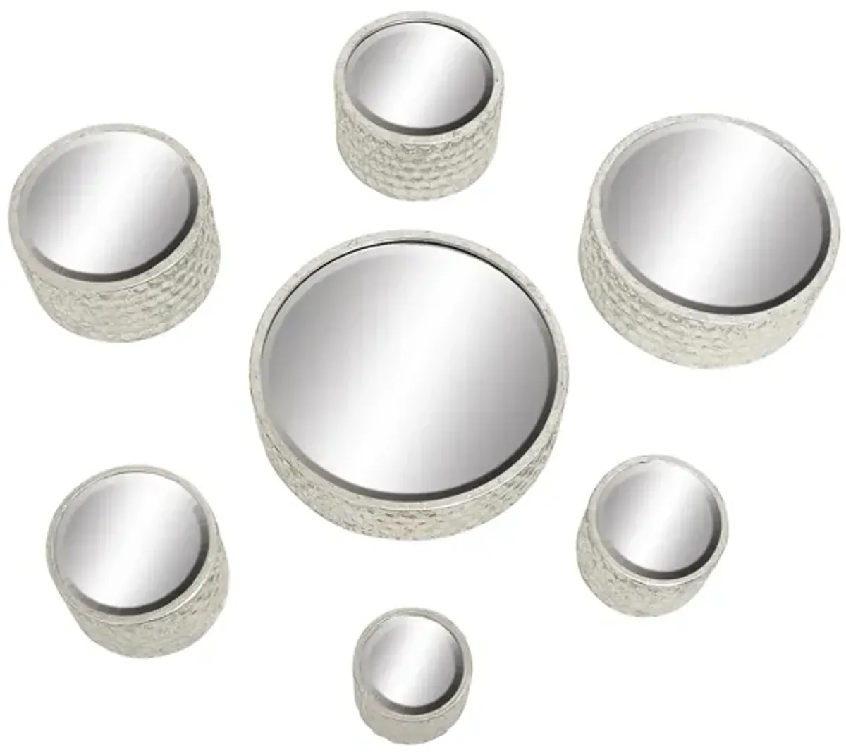 Ivy Collection Set of 7 Silver Metal Wall Mirrors in Silver by UMA Enterprises