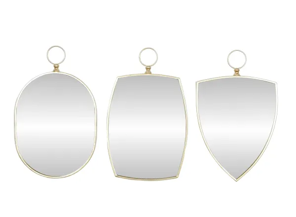Ivy Collection Set of 3 Gold Wood Wall Mirrors