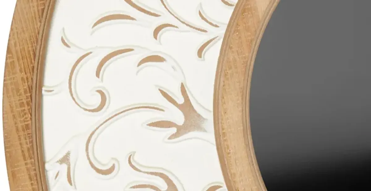 Ivy Collection White Wood Wall Mirror