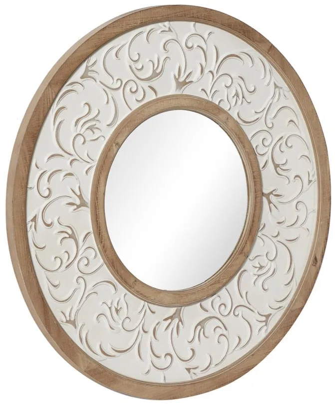 Ivy Collection White Wood Wall Mirror in White by UMA Enterprises