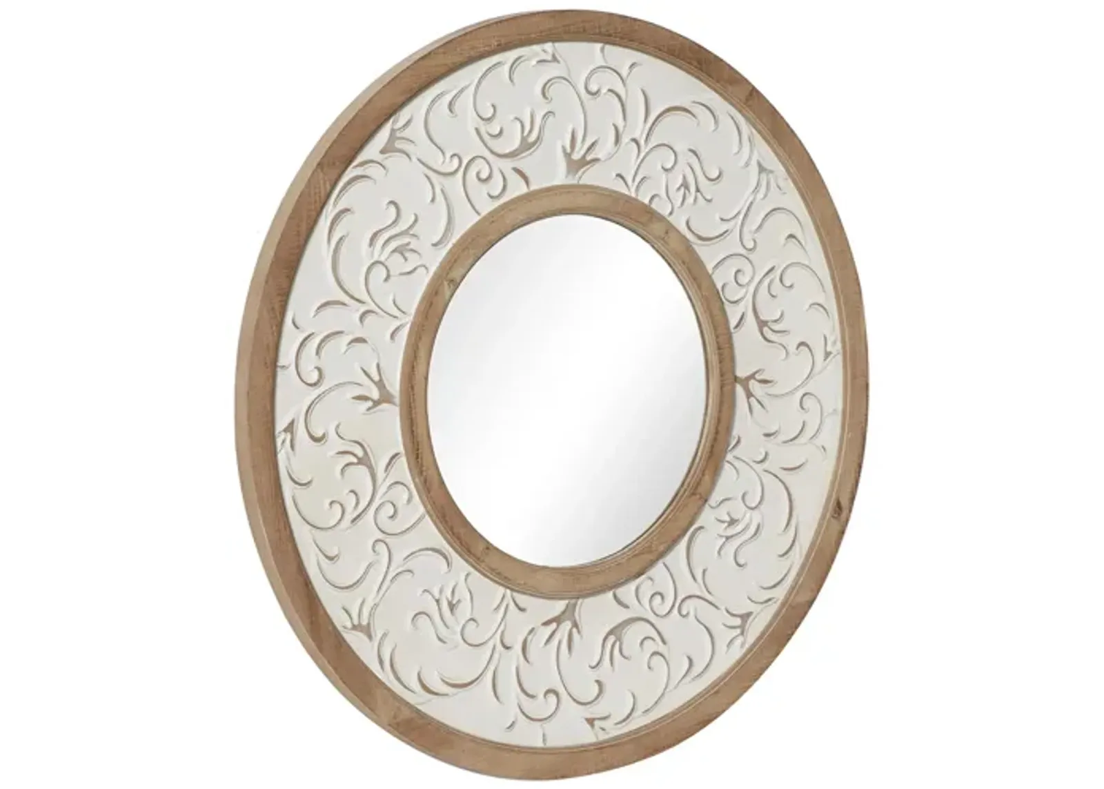 Ivy Collection White Wood Wall Mirror in White by UMA Enterprises