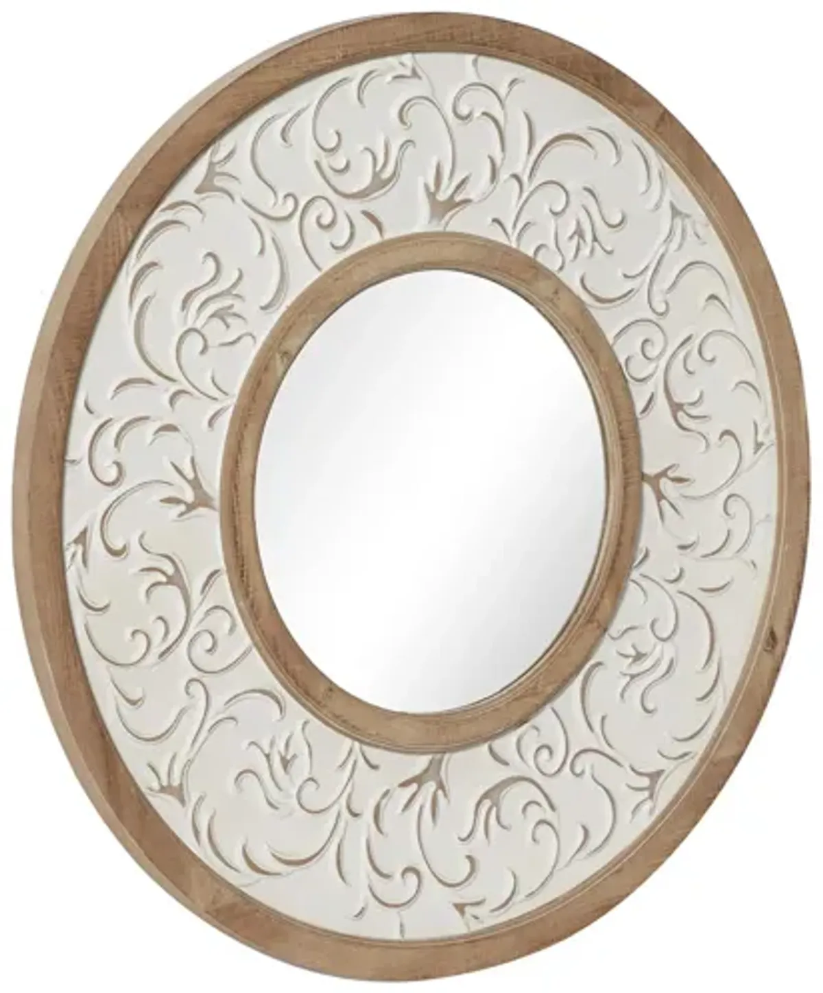 Ivy Collection White Wood Wall Mirror