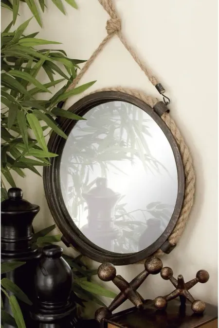 Ivy Collection Set of 2 Brown Metal Wall Mirrors in Brown by UMA Enterprises