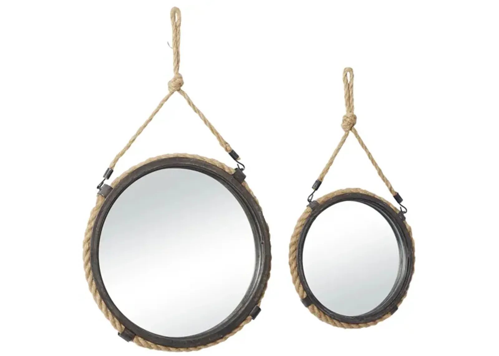 Ivy Collection Set of 2 Brown Metal Wall Mirrors in Brown by UMA Enterprises