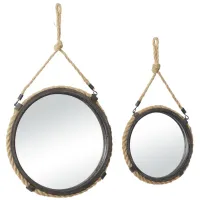 Ivy Collection Set of 2 Brown Metal Wall Mirrors in Brown by UMA Enterprises