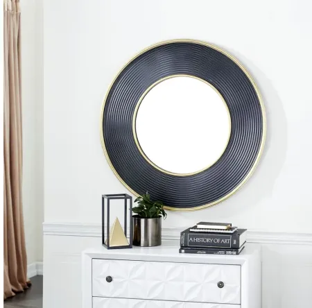 Ivy Collection Black Metal Wall Mirror in Black by UMA Enterprises