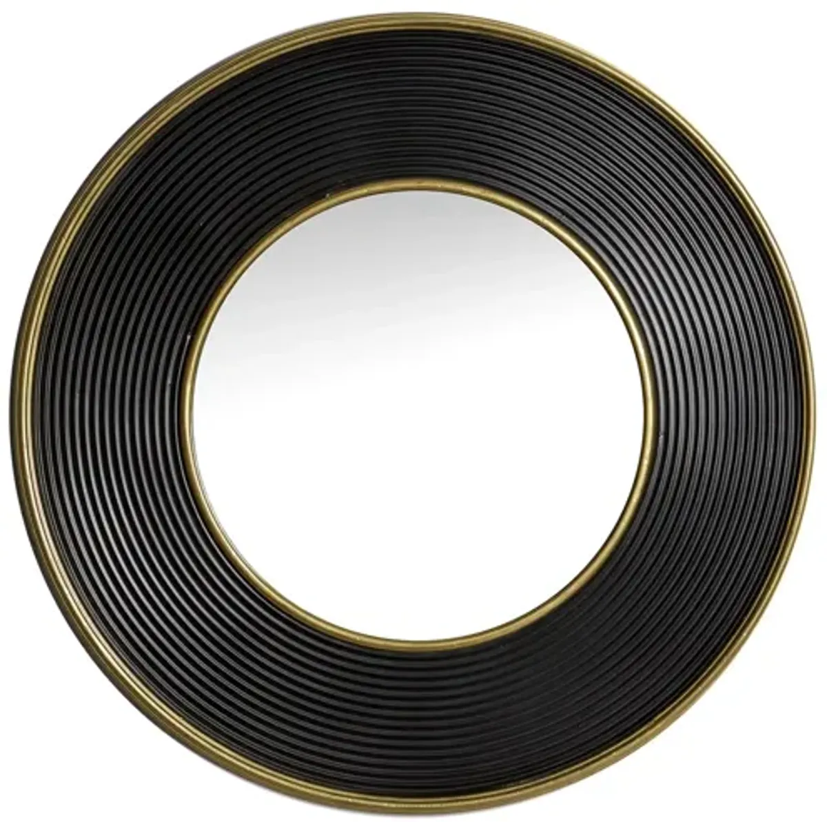 Ivy Collection Black Metal Wall Mirror