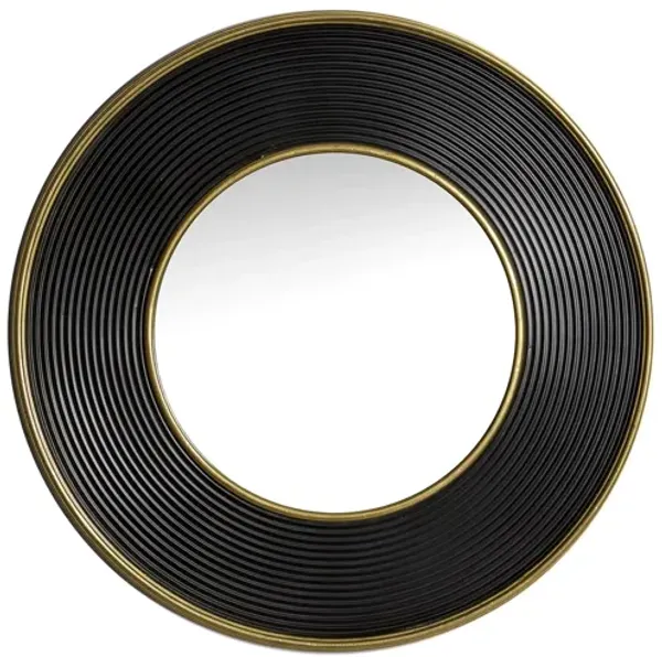 Ivy Collection Black Metal Wall Mirror
