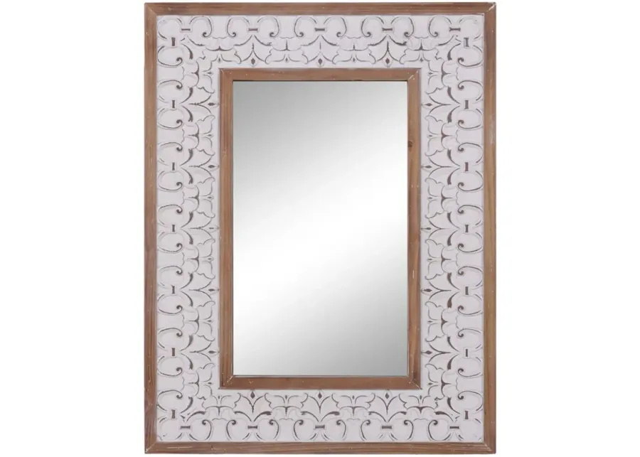 Ivy Collection White Wood Wall Mirror in White by UMA Enterprises