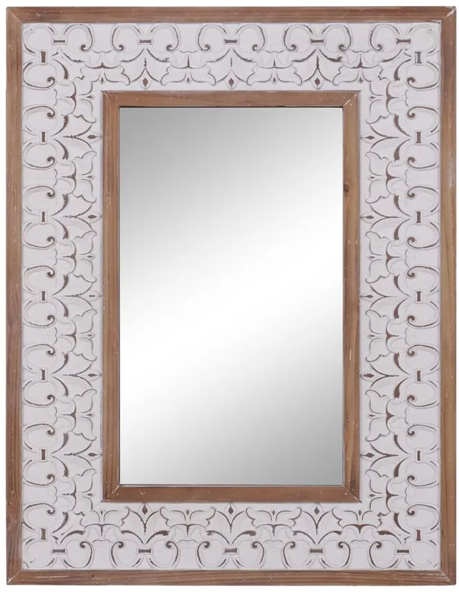 Ivy Collection White Wood Wall Mirror in White by UMA Enterprises