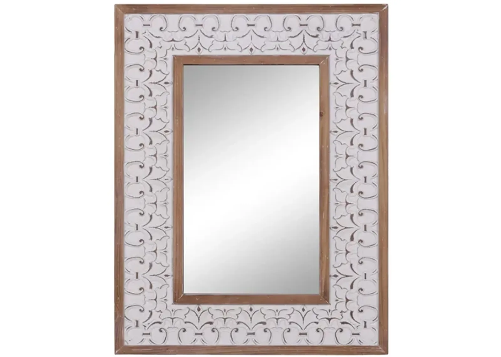 Ivy Collection White Wood Wall Mirror in White by UMA Enterprises