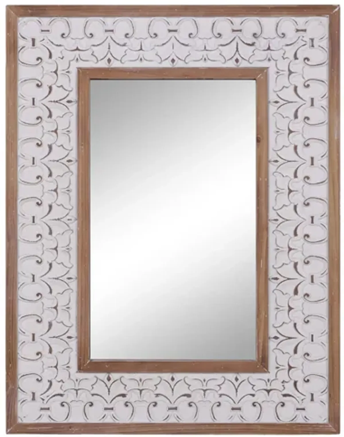 Ivy Collection White Wood Wall Mirror in White by UMA Enterprises