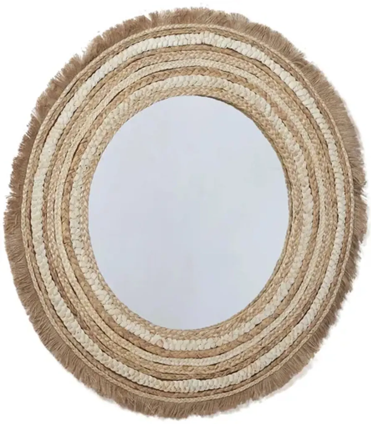 Ivy Collection Beige Wood Wall Mirror in Beige by UMA Enterprises