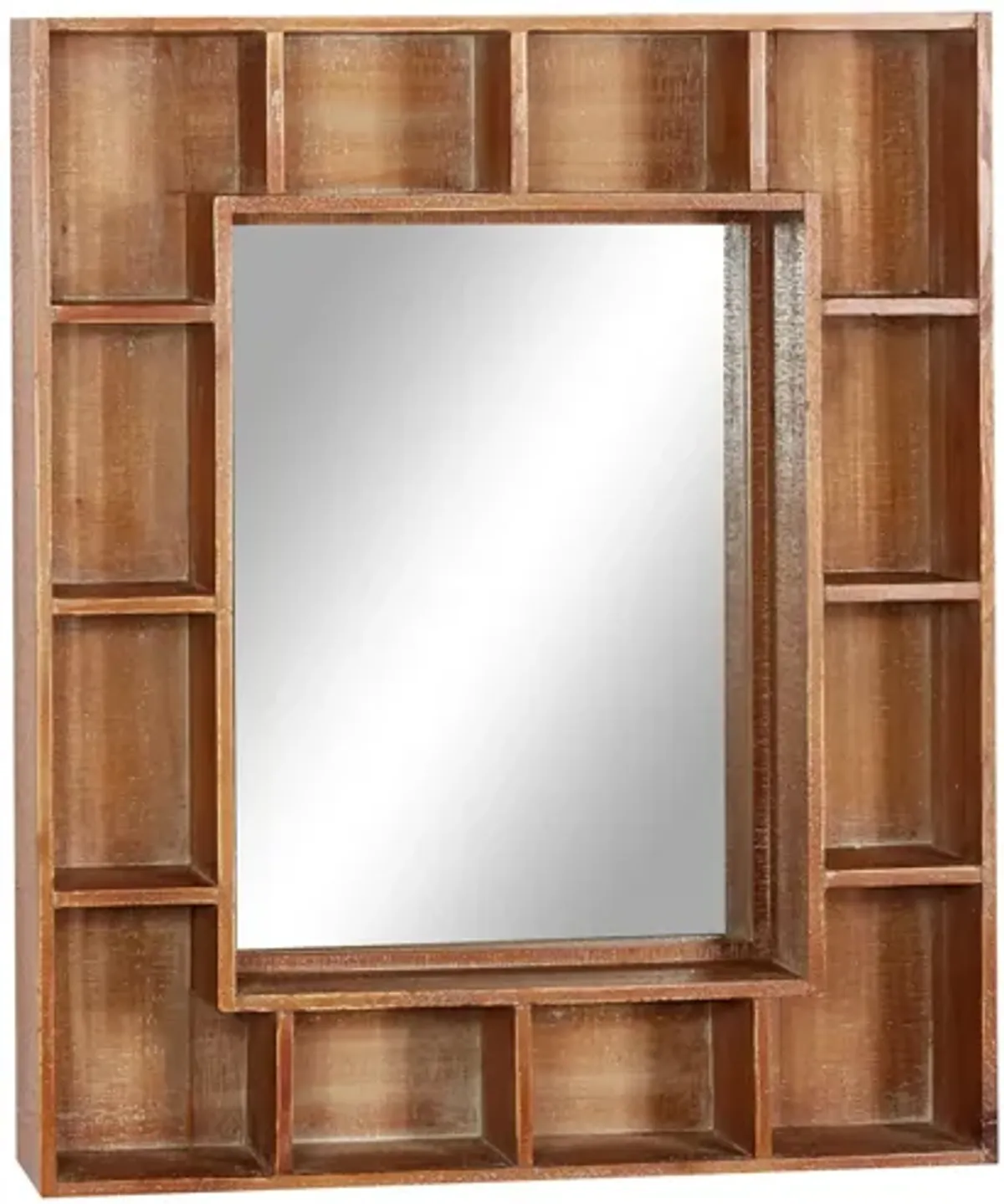 Ivy Collection Brown Wood Wall Mirror in Brown by UMA Enterprises