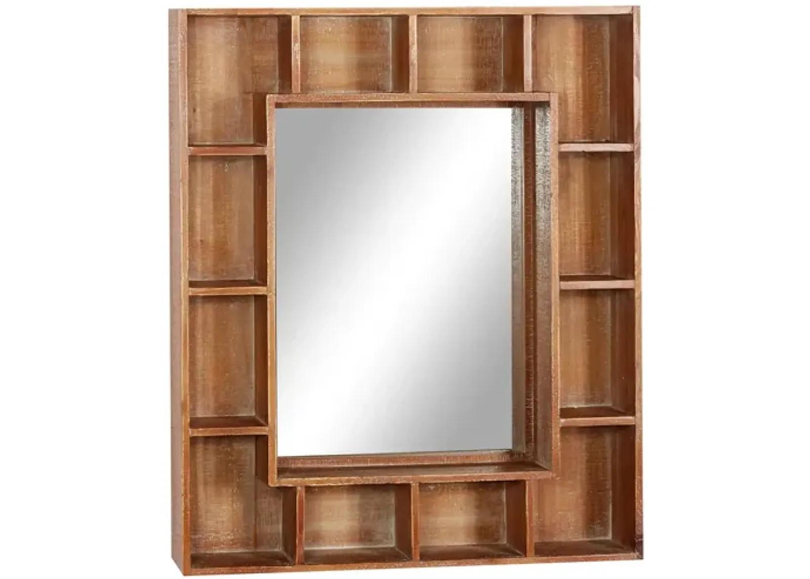 Ivy Collection Brown Wood Wall Mirror in Brown by UMA Enterprises