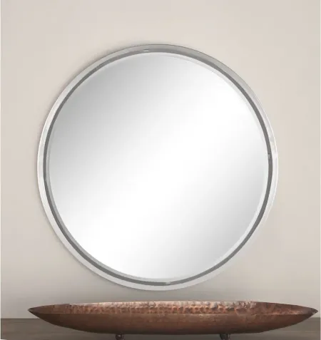 Ivy Collection Silver Metal Wall Mirror in Silver by UMA Enterprises