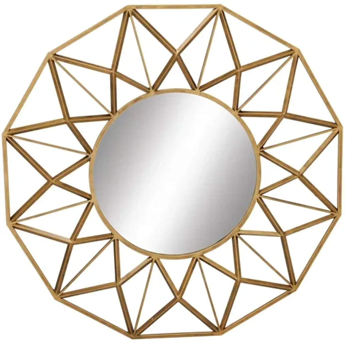 Ivy Collection Gold Metal Wall Mirror in Gold by UMA Enterprises