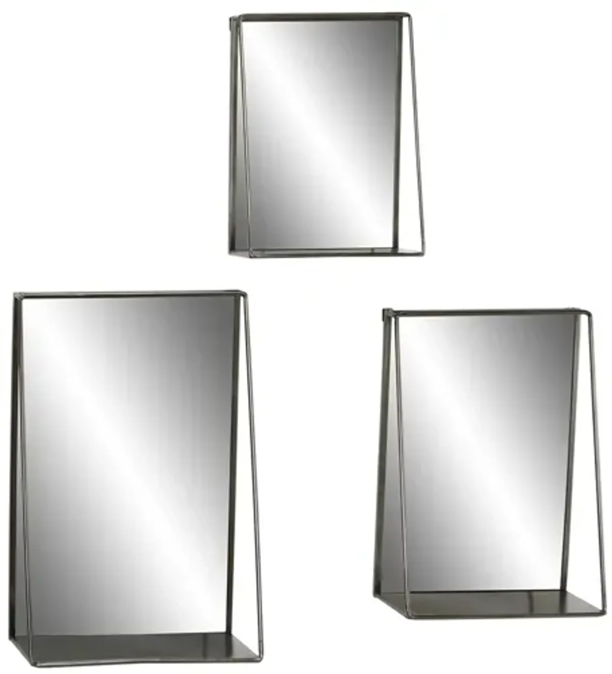 Ivy Collection Set of 3 Gold Metal Wall Mirrors in Gold by UMA Enterprises