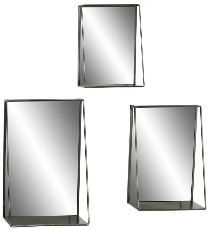 Ivy Collection Set of 3 Gold Metal Wall Mirrors in Gold by UMA Enterprises