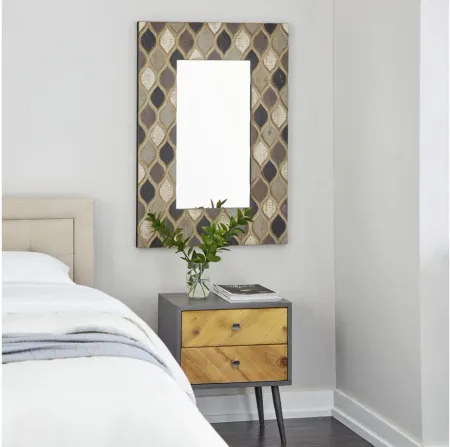 Ivy Collection Beige Wood Wall Mirror in Beige by UMA Enterprises