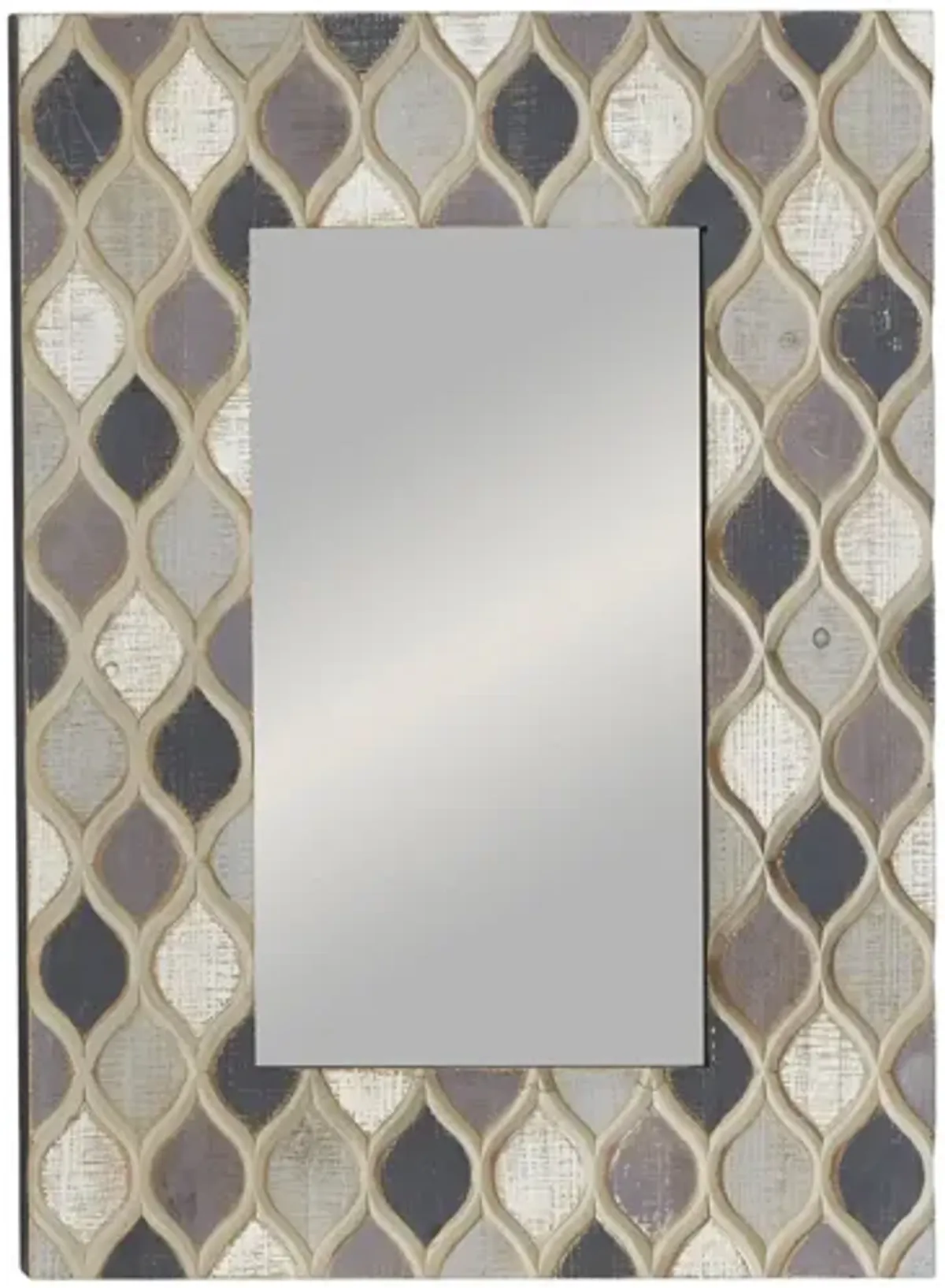 Ivy Collection Beige Wood Wall Mirror in Beige by UMA Enterprises