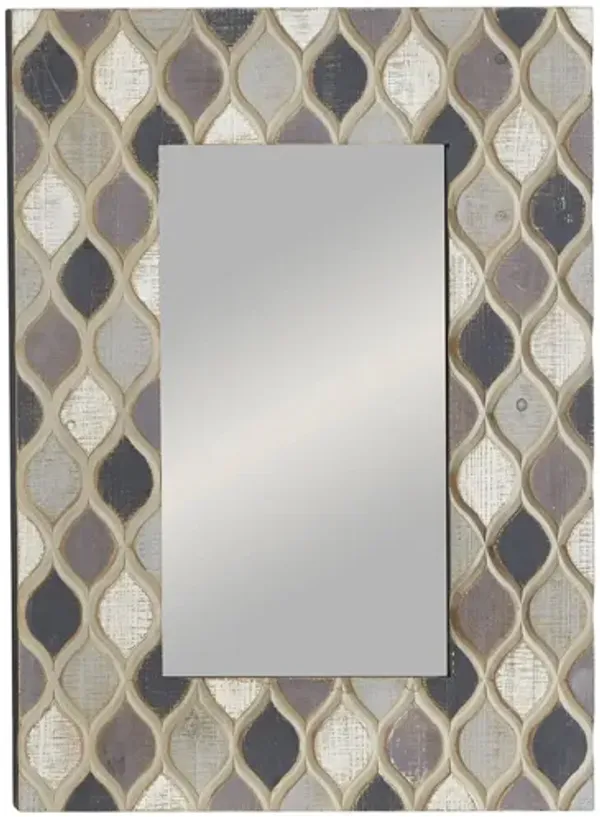 Ivy Collection Beige Wood Wall Mirror