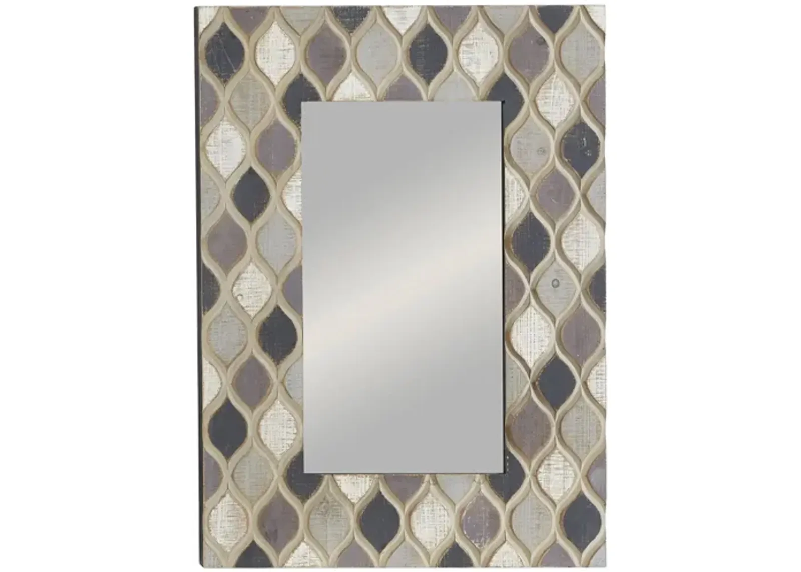 Ivy Collection Beige Wood Wall Mirror in Beige by UMA Enterprises