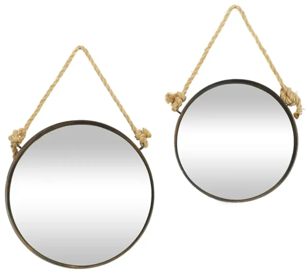 Ivy Collection Set of 2 Brown Metal Wall Mirrors in Brown by UMA Enterprises