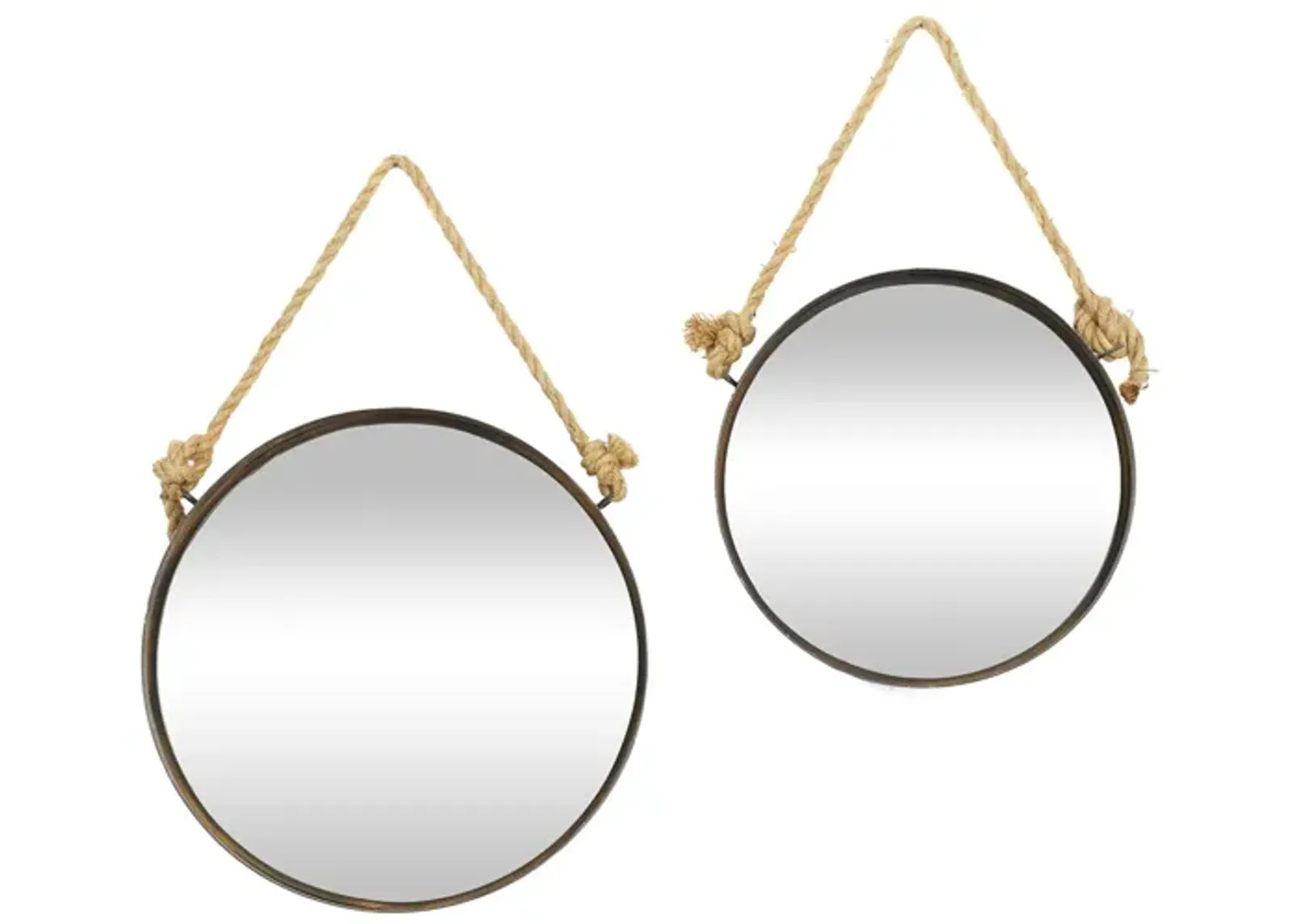 Ivy Collection Set of 2 Brown Metal Wall Mirrors in Brown by UMA Enterprises